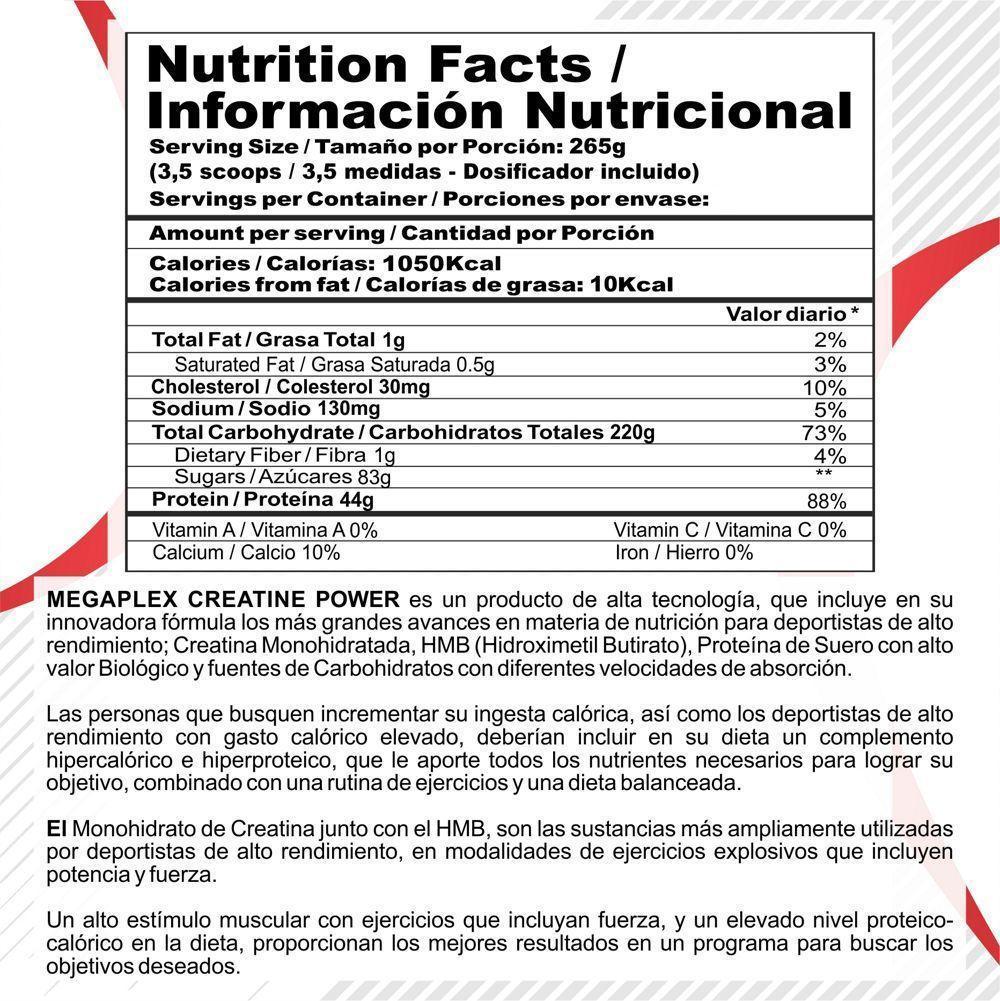 Megaplex Creatine Power 10 Lb Nutramerican - Imagen 2