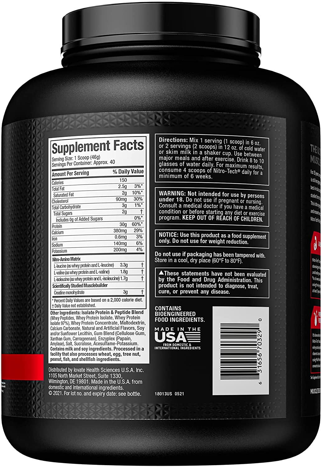 Nitro-Tech Whey Protein 4 Lb Muscletech - Imagen 2